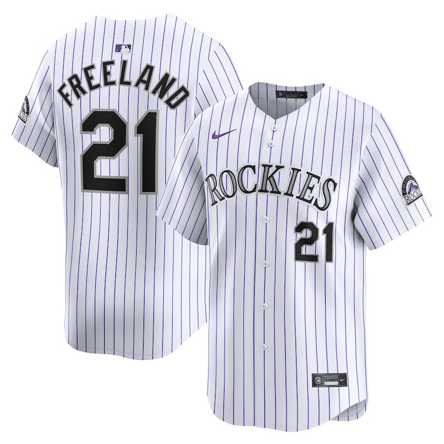 Men Colorado Rockies 21 Kyle Freeland Nike White Home Limited Player MLB Jersey